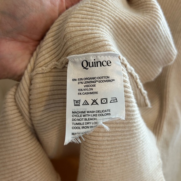 Quince Ribbed Button-Up Cardigan Beige Cotton Cashmere Size XL - Picture 4 of 7